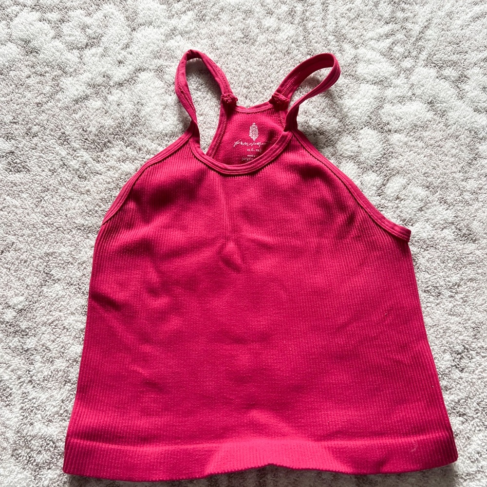Free People Pink Ribbed Racerback Tank Top m/l